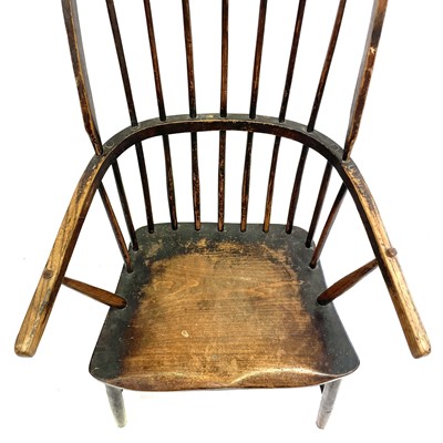 Lot 80 - A Cornish fruitwood and ash Windsor armchair.