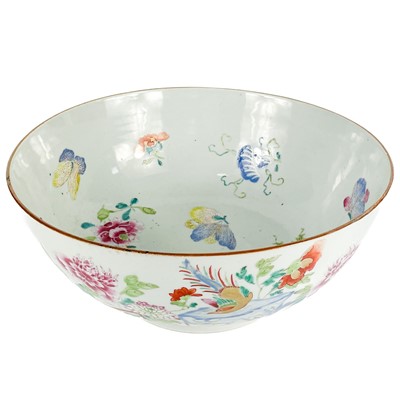 Lot 564 - A Chinese famille rose porcelain punch bowl, 18th century.