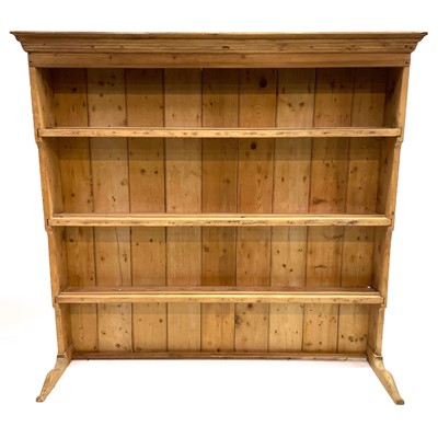 Lot 217 - A 19th century pine dresser plate rack.