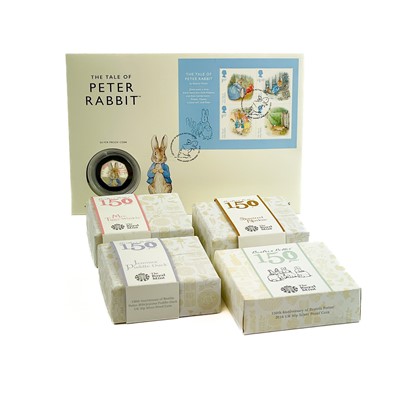 Lot 39 - UK 50 pence 2016 Beatrix Potter Royal Mint silver proof coins (x5).