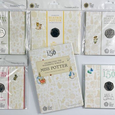 Lot 42 - UK 50 pence Uncirculated Beatrix Potter coins in Royal Mint packaging (x11)
