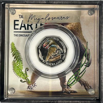 Lot 49 - UK 2020 50 pence colourised silver proof Dinosaurs "Tales of the Earth" in Royal Mint packages (x3)