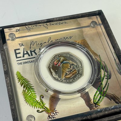 Lot 49 - UK 2020 50 pence colourised silver proof Dinosaurs "Tales of the Earth" in Royal Mint packages (x3)