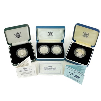 Lot 65 - UK Silver Proof £2 Coins 1986-1994 in Royal Mint Boxes.