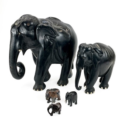 Lot 258 - A substantial Indian ebony figure of an elephant.