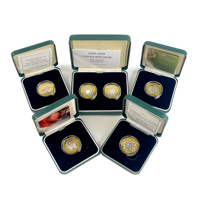 Lot 67 - UK Silver Proof £2 Coins 1997-2004 in Royal Mint Boxes.