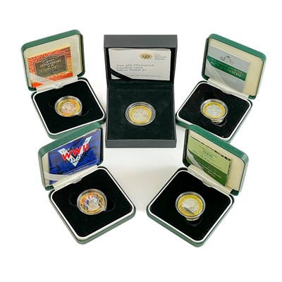 Lot 71 - UK Silver Proof £2 Coins 2005-2008 in Royal Mint Boxes.