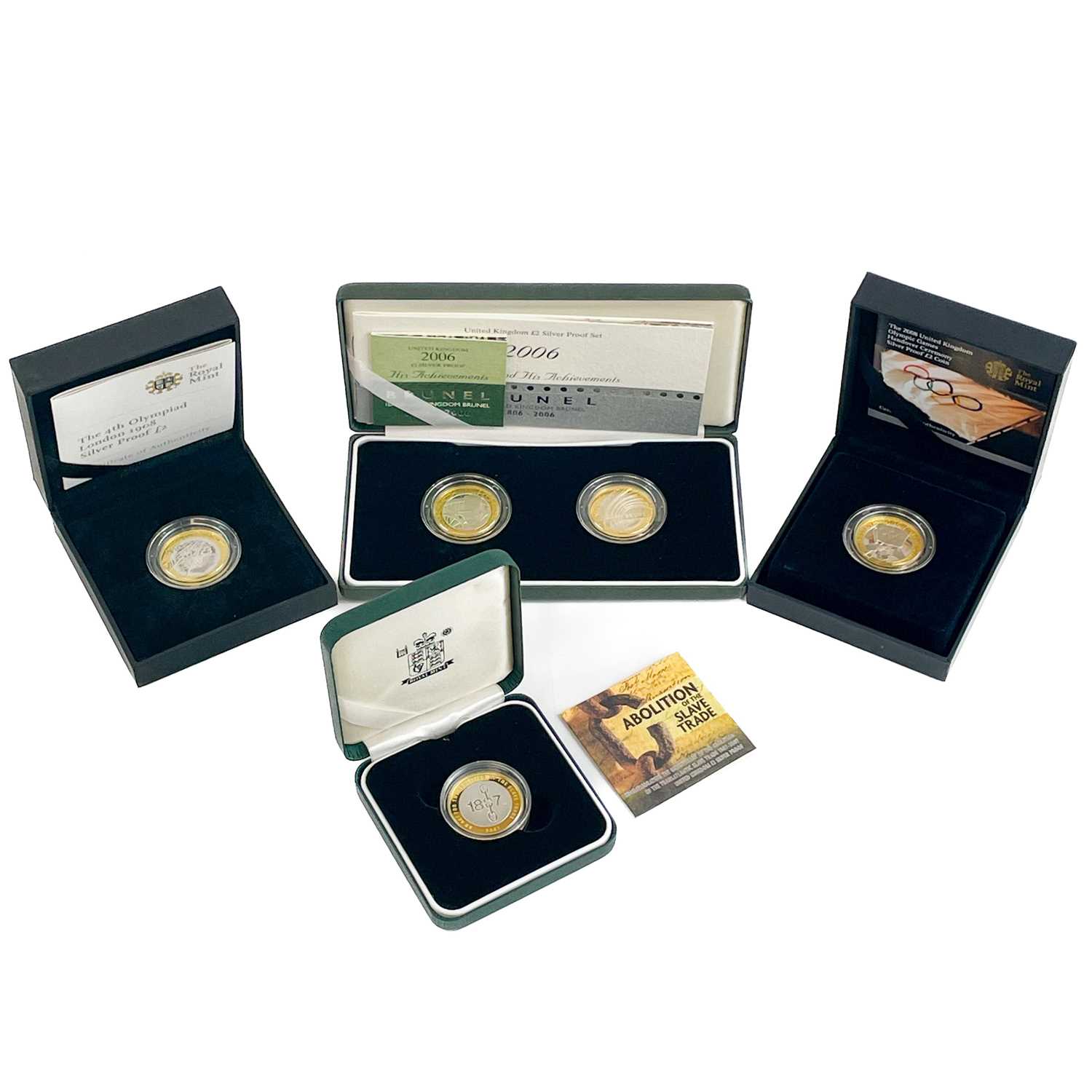 Lot 72 - UK Silver Proof £2 Coins 2006-2008 in Royal Mint Boxes.