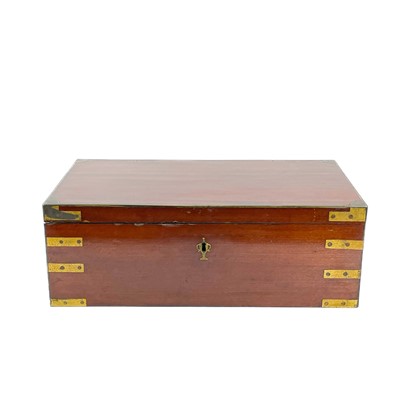 Lot 67 - A Georgian mahogany and brass bound campaign writing slope by Gaimes.