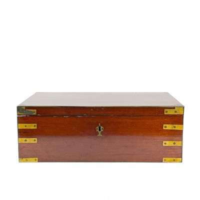 Lot 67 - A Georgian mahogany and brass bound campaign writing slope by Gaimes.
