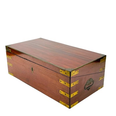 Lot 67 - A Georgian mahogany and brass bound campaign writing slope by Gaimes.