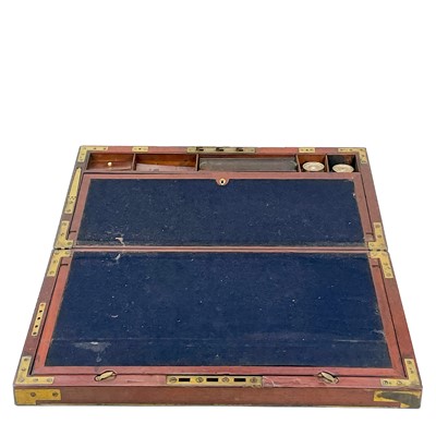 Lot 67 - A Georgian mahogany and brass bound campaign writing slope by Gaimes.