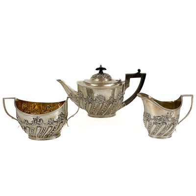 Lot 131 - A Victorian silver three piece tea set by Charles Stuart Harris.