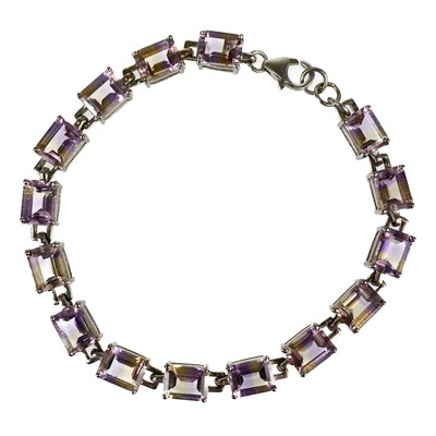 Lot 251 - A modern 925 silver Anahi Ametrine set bracelet by The Genuine Gemstone Company.