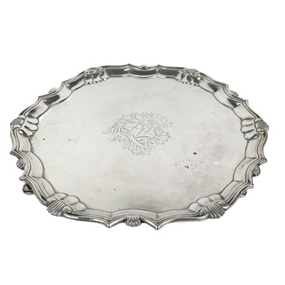 Lot 296 - A George II silver salver by Robert Abercromby.