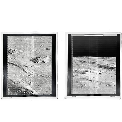 Lot 516 - Two gelatin silver prints from NASA Lunar Orbiter 2 mission November 1966.