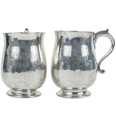 Lot 104 - A rare pair of George III Irish silver baluster pedestal mugs by James Scott.