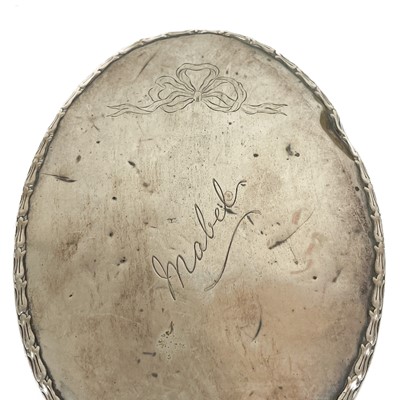 Lot 295 - Six silver backed brushes and a silver backed hand mirror.