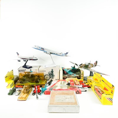 Lot 777 - Dinky Diecast 8mm Gun, Aircraft & Motorbike Models etc.