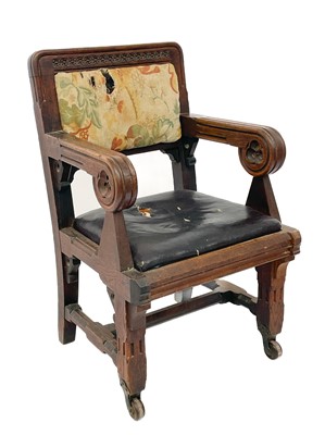 Lot 1803 - An oak Gothic revival armchair, in the Pugin taste.