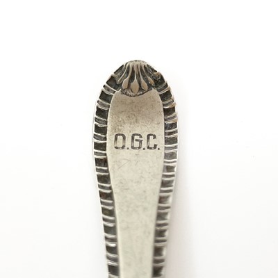 Lot 202 - Six silver tea spoons and two silver coffee spoons.