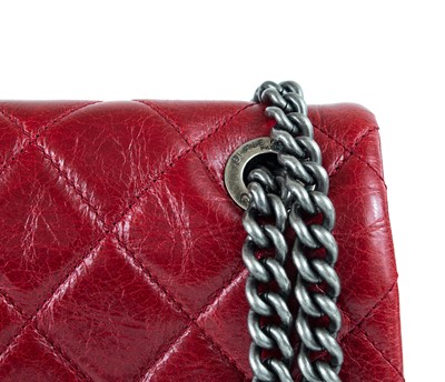 Lot 379 - A Chanel ox blood quilted lambskin leather single flap bag with turn-lock.