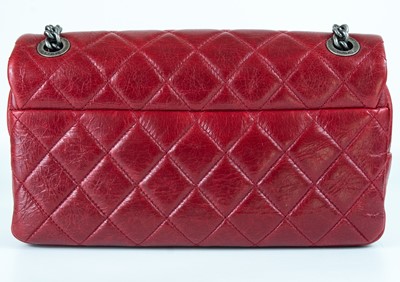 Lot 379 - A Chanel ox blood quilted lambskin leather single flap bag with turn-lock.