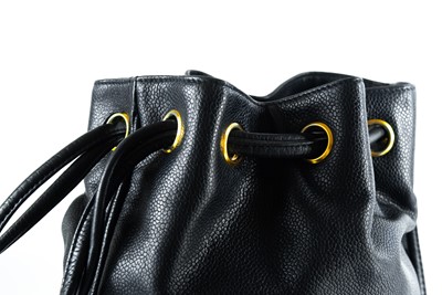 Lot 355 - A Chanel black cavier leather tote bag.