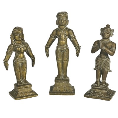 Lot 104 - Three Indian bronze votive figures, late 19th/early 20th century.