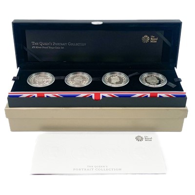 Lot 95 - UK 2013 Silver Proof "The Queens Portrait Collection" of 4 different Queen's Portraits.