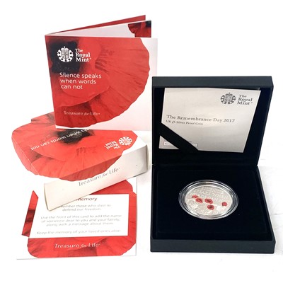 Lot 99 - UK Silver Proof 2017-2018 £5 Royal Mint cased coins (x4).
