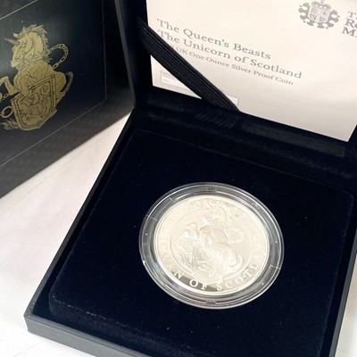 Lot 99 - UK Silver Proof 2017-2018 £5 Royal Mint cased coins (x4).