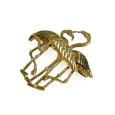 Lot 261 - A modern 9ct gold flamingo brooch.