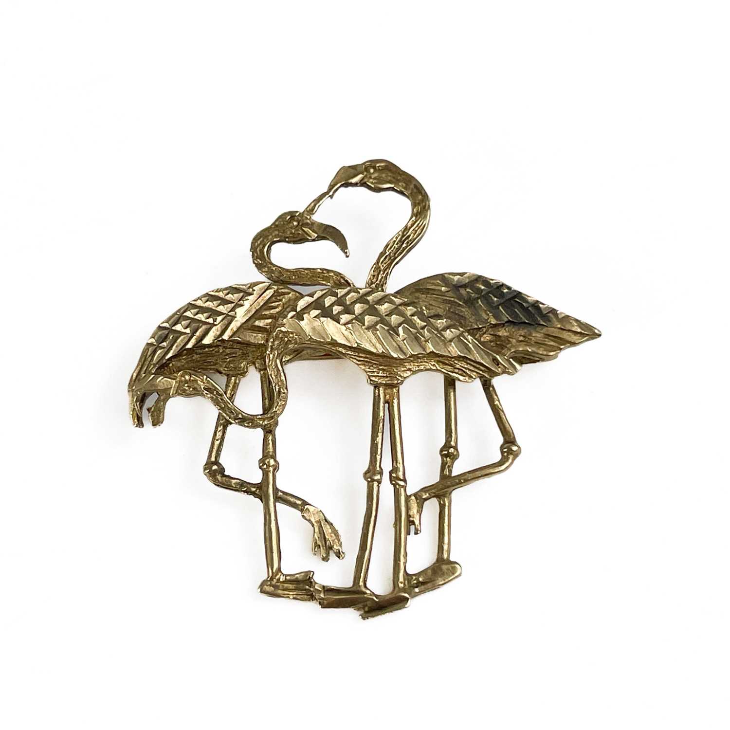 Lot 261 - A modern 9ct gold flamingo brooch.