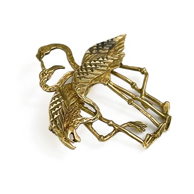 Lot 261 - A modern 9ct gold flamingo brooch.