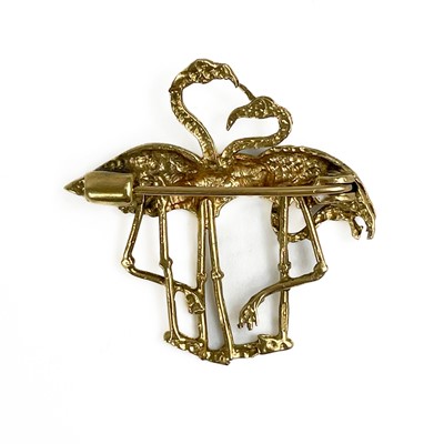 Lot 261 - A modern 9ct gold flamingo brooch.