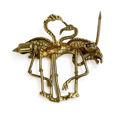 Lot 261 - A modern 9ct gold flamingo brooch.