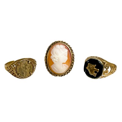 Lot 25a - Three 9ct gold rings.