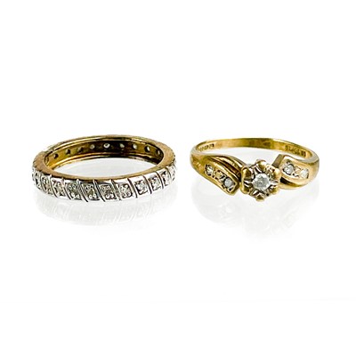 Lot 35 - Two 9ct diamond set rings.