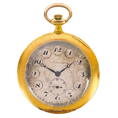 Lot 22 - An 18ct gold cased Art Deco open face crown wind dress pocket watch.