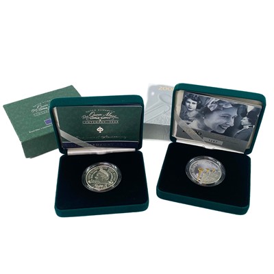 Lot 103 - UK Silver Proof Piedfort 2000 and 2006 £5 Royal Mint cased coins (x2)