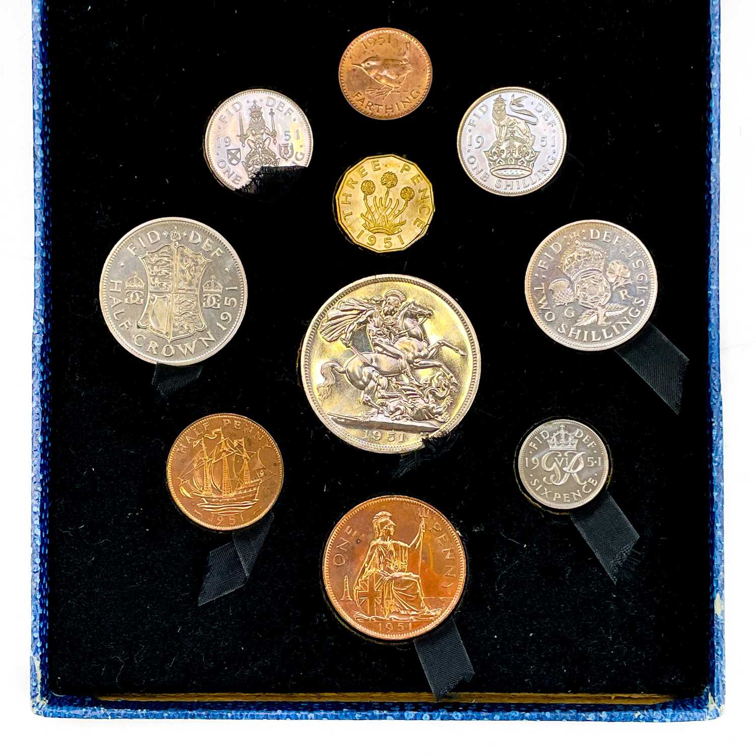 Lot 132 1951 UK Proof coin set in original Royal