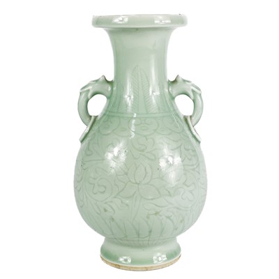 Lot 585 - A Chinese celadon glazed porcelain vase.