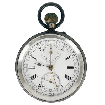 Lot 15 - An .935 silver cased open face crown wind chronograph pocket watch.