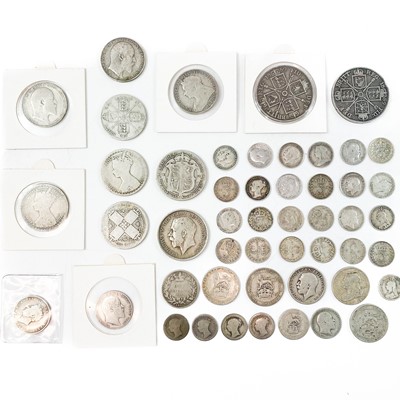 Lot 135 - UK pre 1920 Silver coinage including Queen Victoria Double Florins & Edward VII