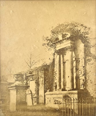 Lot 168 - A Victorian sepia photograph of a tomb in Greyfriars' churchyard, Edinburgh.