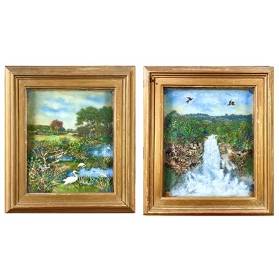 Lot 64 - A pair of early 20th century possibly South American multi media relief dioramas.