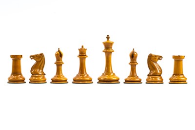 Lot 5 - A Jacques Staunton pattern boxwood and ebony chess set.