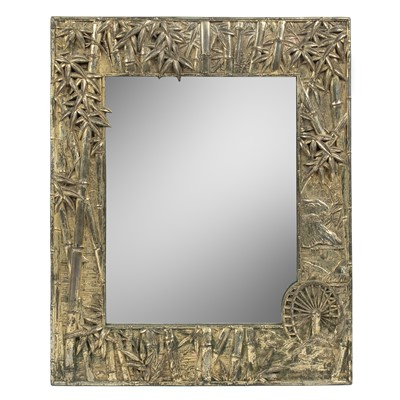 Lot 235 - A Japanese white metal wall mirror, circa 1920's.