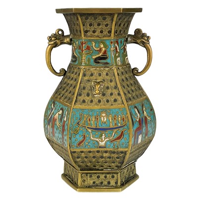 Lot 276 - A Chinese champleve and gilt metal vase, 19th century.